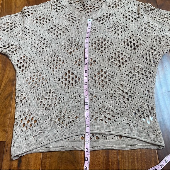Lightweight Beige Sweater See Through Open Knit Size Medium Bohemian Hippie - Picture 5 of 5